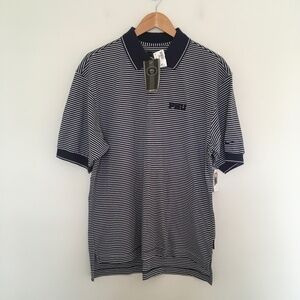VTG Nike Golf Feed Stripe Pique Polo Mens M Navy Penn State PSU Nittany Lions